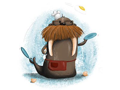 Walrus Masterchef chef digital digital art drawing hipster hipster walrus illustration illustrator painting photoshop walrus