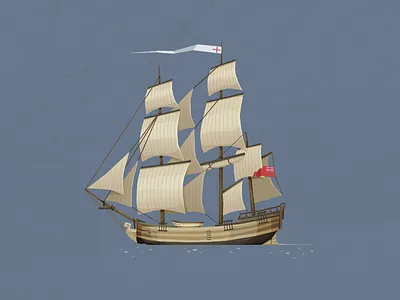 Convict Transport Ship boat convict flag mast nautical ocean sail sea ship vector vessel vintage