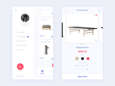 Details & Sidebar app bag cart details goods iphone shop shopping sidebar store ui
