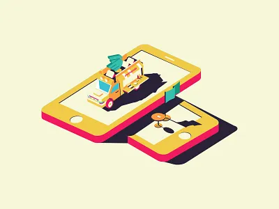 Food Truck Festival color delivery flag food illustration illustrator italy moovenda rome truck