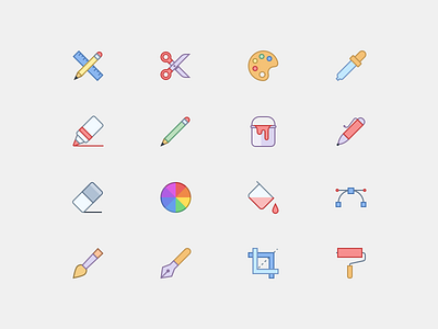 Editing Tools in Office Style color palette color picker cut eraser office icons paint bucket scissors