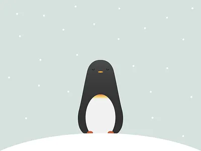 Little lost penguin alone black penguin sad snow