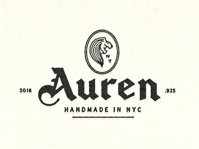 Auren NYC Logotype auren badge blackletter handmade identity lettering lion new york