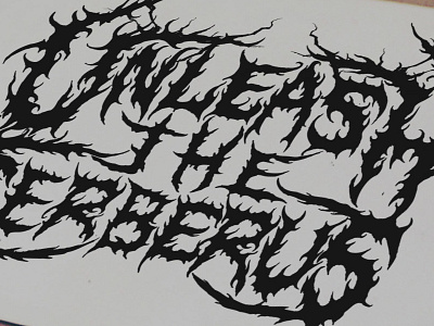 Unleash The Cerberus hand drawn logo metal microns unleash the cerberus utc