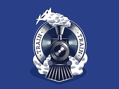 Train design detail locomotive logo mark piotrlogo steam engine steam locomotive tracks train