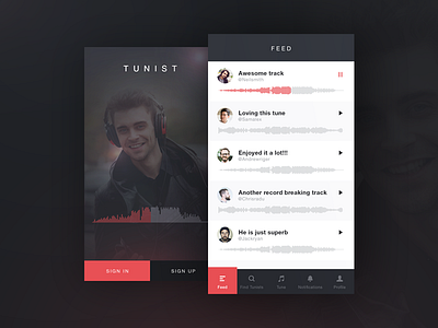 Tunist iPhone App album app bangalore compose india ios iphone music player psd song ui design