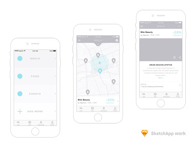 Wireframes Mobile App - Find a deal app application map mobile ux design wireframe