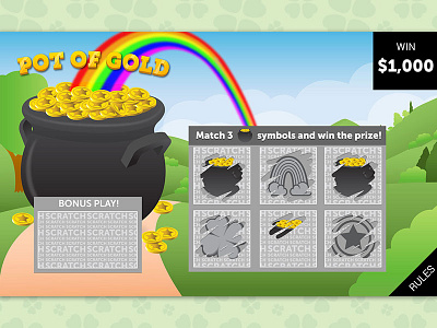 Happy St. Patrick's Day! app gold icons irish pot of gold rainbow st. patricks day tokens ui ux