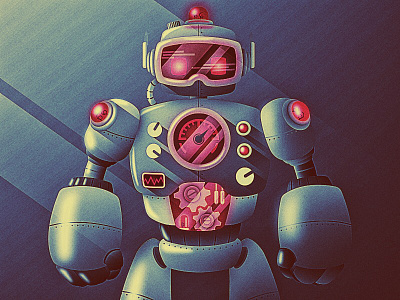 Robo No. 4 beast glowing illustration illustrator robot san diego vector vintage