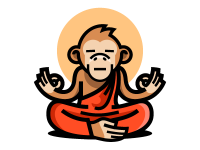 Monk ey animal character logo mascot monk monkey