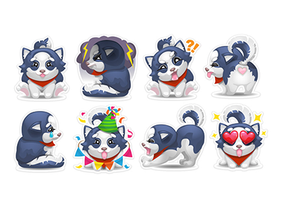 Husky dog husky stickers vector