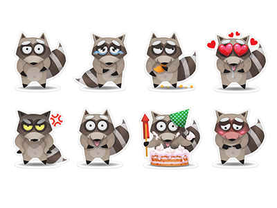 Raccoon raccoon stickers vector