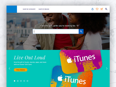 E-Commerce Homepage Alt banking clean design ecommerce gift card interface itunes responsive shopping ui ux website