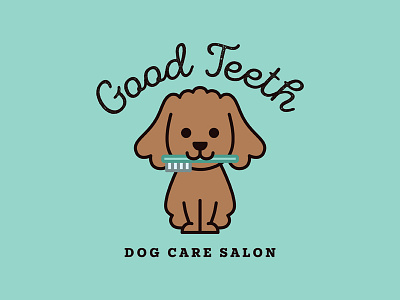 Good Teeth branding dental dog dog salon logo pet poodle teeth toothbrush