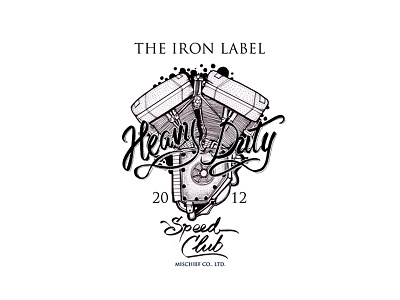 The Iron Label Heavy Duty Speed Club apparel brand branding design bw clothing denim flat design illustration logo logo design streetwear