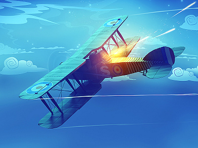 Warplane Legends / bristol airplane bristol fighter low poly lowpoly moon night plane sky war world wwii