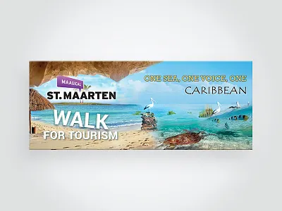 St Maarten Tourism Banner banner beach bright colorfull graphic design illustration island land ocean sky tourism