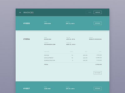 Invoice app concept dailyui design digital flat interface invoice ui user interface ux