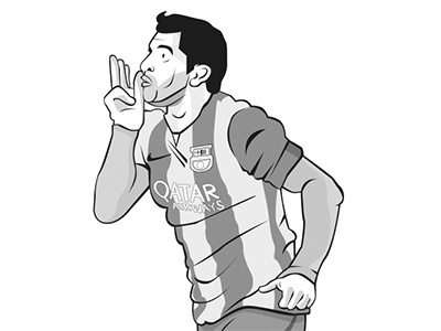 Luis Suarez for Ebury Books barcelona black and white book ebury books football illustration legends luis players soccer suarez