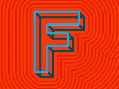 F is for Friday 3d type blue bright custom type f neon orange pattern typography