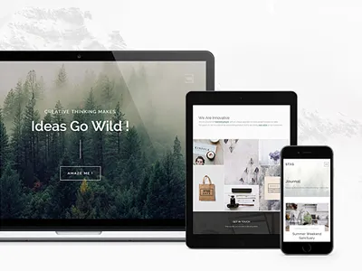 Theme Presentation ipad iphone macbook mockup mountain theme ui wordpress