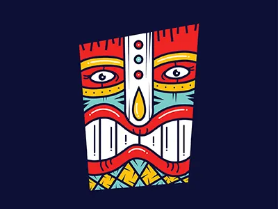 Tiki art design flat graphic illustration island mask tiki tribal tropical vector wood