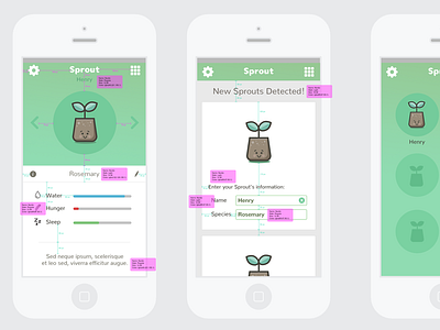 Sprout app design flat gardening illustration iphone mobile mockup plant sprout