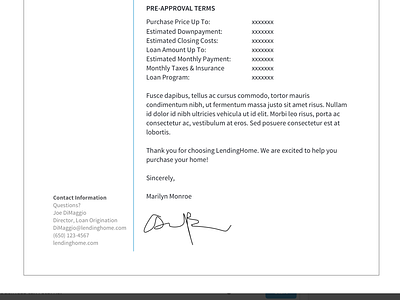 Pre Approval clean design lendinghome letter mortgage preapproval print