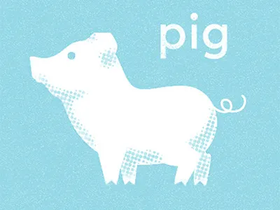 The pig. animal farm illustration mid century pig