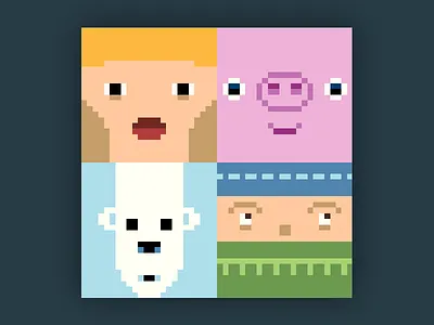 Bloxeter colourful faces neonmob pixel art pixels portraits