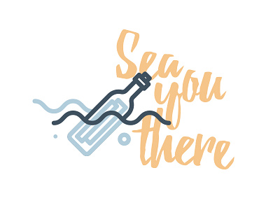 Sea you there bottle icon illustration message oceans sea
