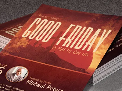Hill To Die On Church Flyer church church marketing church template creative designs cross easter easter sunday flyer flyer artwork flyer designs flyer template good friday flyer