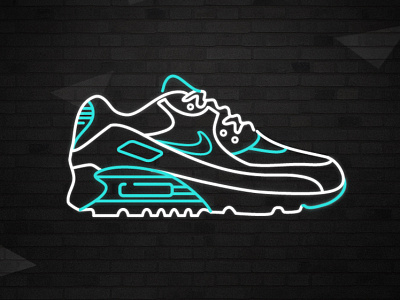 Air Max 90 air illustration max neon nike sneaker trainer vector