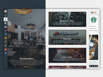 Wa2te Website category costa coffee flat listing minimal modern pizza hut starbucks ui website