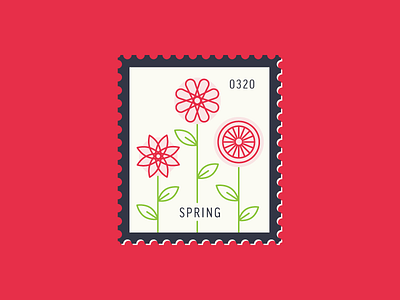 Spring daily postage flat icon floral flower icon illustration leaf line illustration postage stamp