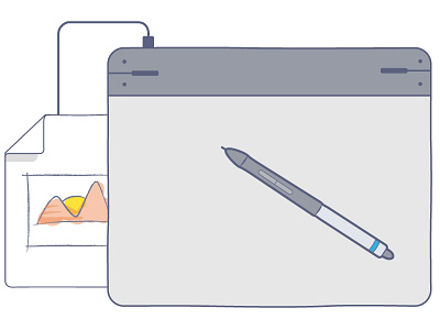 Tablet cartoon handdrawn icon tablet ui vector