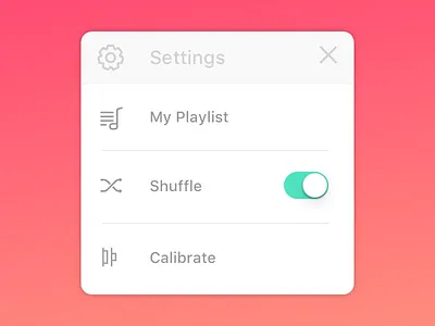 Settings - Pop up design for iOS app audio calorie fitness ios listen music music and fitness pop up settings shuffle song tempo
