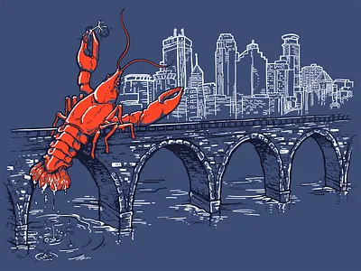 Attack of the Crawfish apparel design drawing illustration minneapolis photoshop screen print shirt stone arch