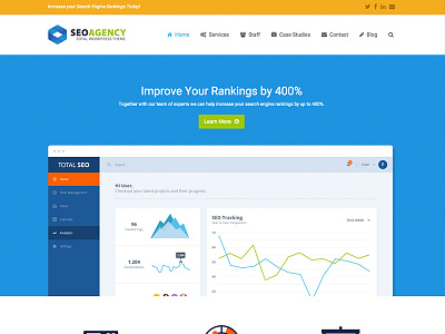 SEO Total WordPress Theme Demo blue business corporate homepage marketing modern seo site templates themes website wordpress