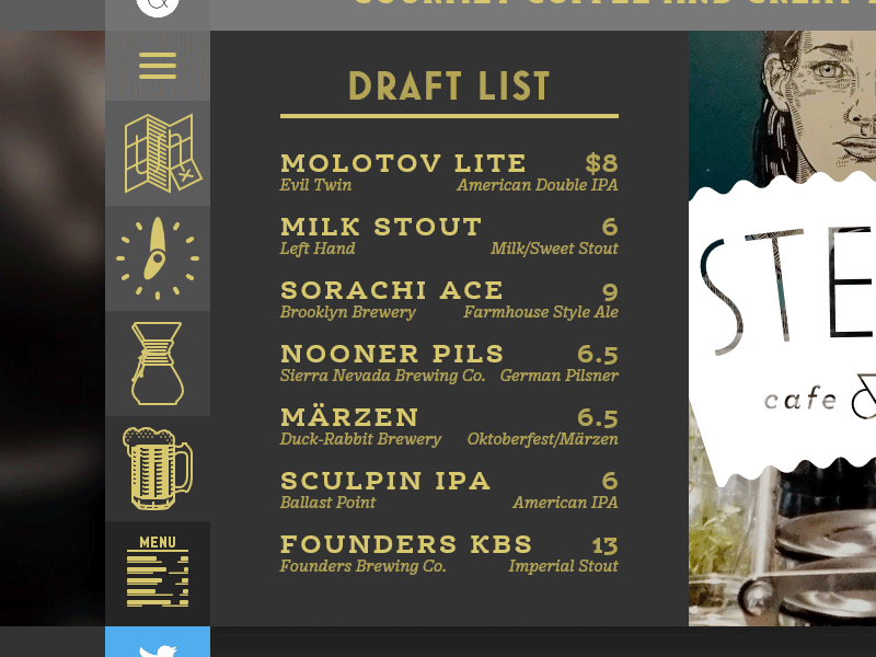 Menu Menu @2x beer coffee gold graphic design grey icons svg typography web design