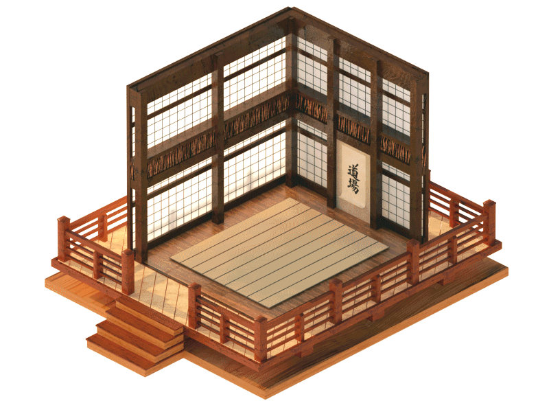 Dojo 3d building c4d dojo isometric japan motion vray