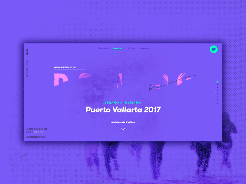 #ViveBoiling: Portada Destino animation beach boiling trip ui web design website