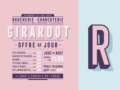 Boucherie 3d boucherie butcher font frontage layers meat paris pink specimen type typography