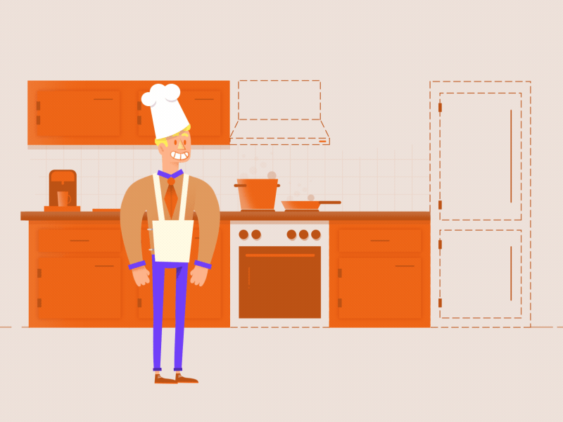 What's cookin'? aftereffects animation building character chef cook gif guy hat kitchen photoshop trees