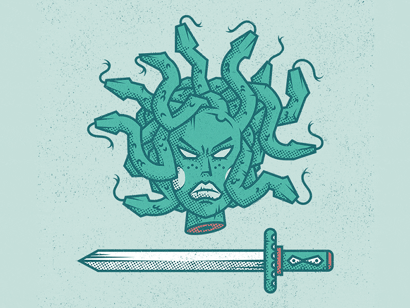 Medusa freelance halftone illustration illustrator london mythology textures