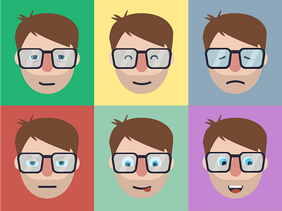 Self portraits emotion expression face glasses man person