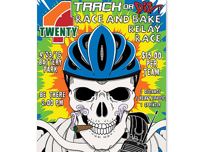 420 Race & Bake 420 cycling fixed gear helmet new york city promo race vector weed