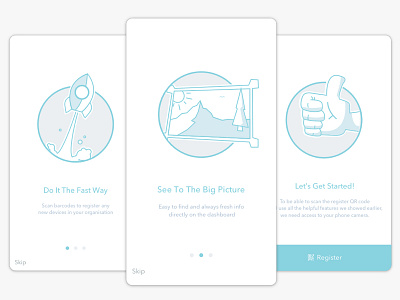 iOS App Onboarding Views flat ios app mono colour onboarding registration walkthrough wizard