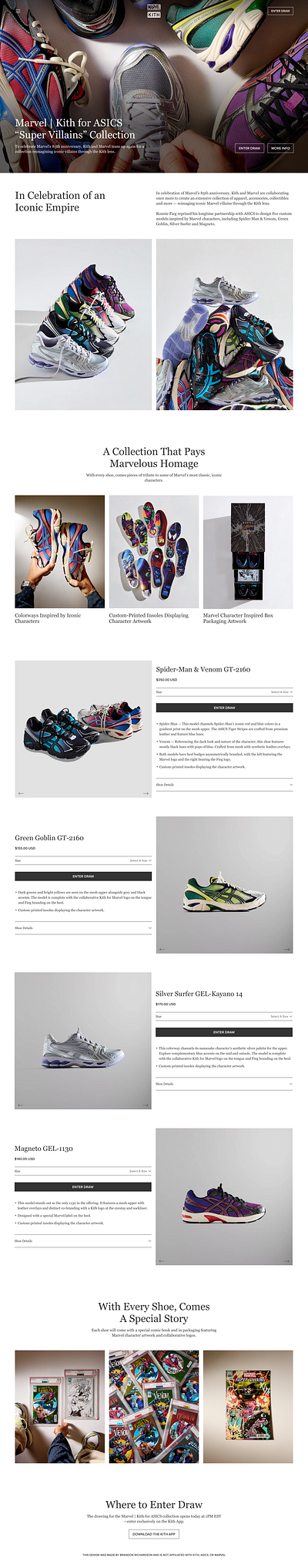 Marvel x ASICS asics comics fashion figma homepage kith landing page marvel shoes sneakers uiux uiux design web design website design