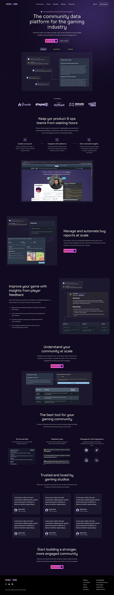 COHEZION app community design discord figma gaming gaming community home page homepage landing page platform tech uiux uiux design web design website design